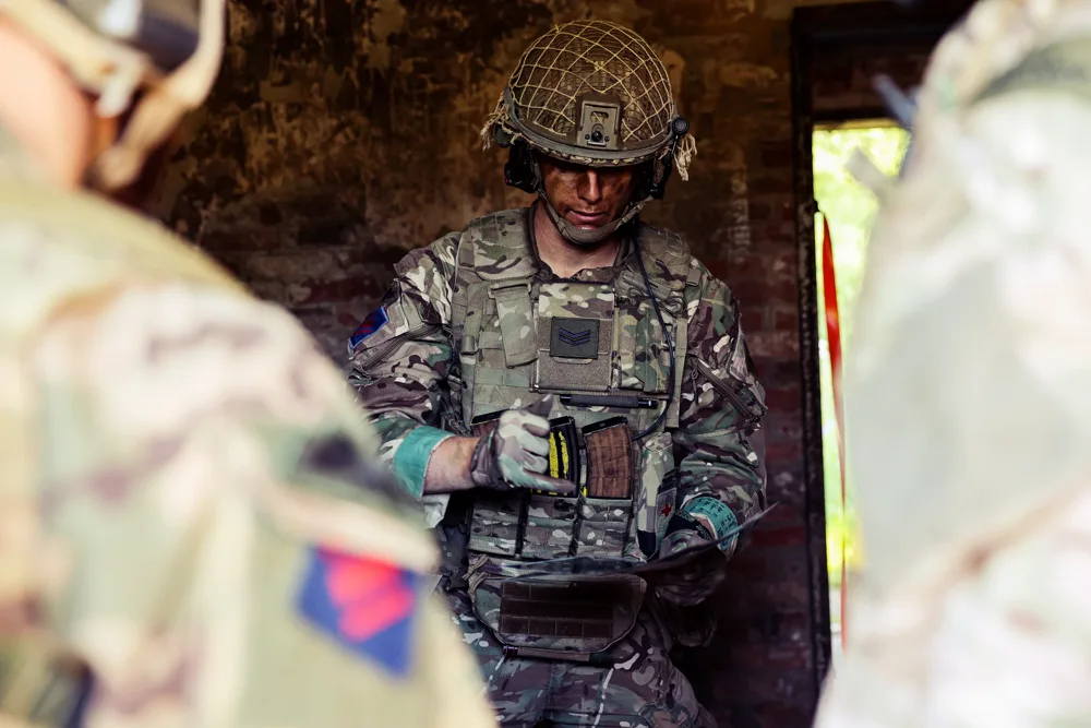 Soldier framed by a doorway