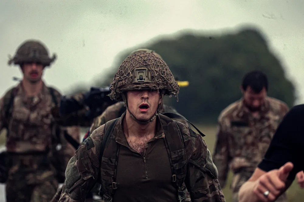 Close-up of a soldier during training